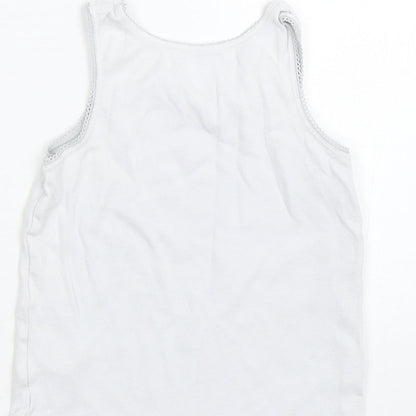 Brand and care label for Marks & Spencer girls’ white basic tank, size 3-4, years - birds