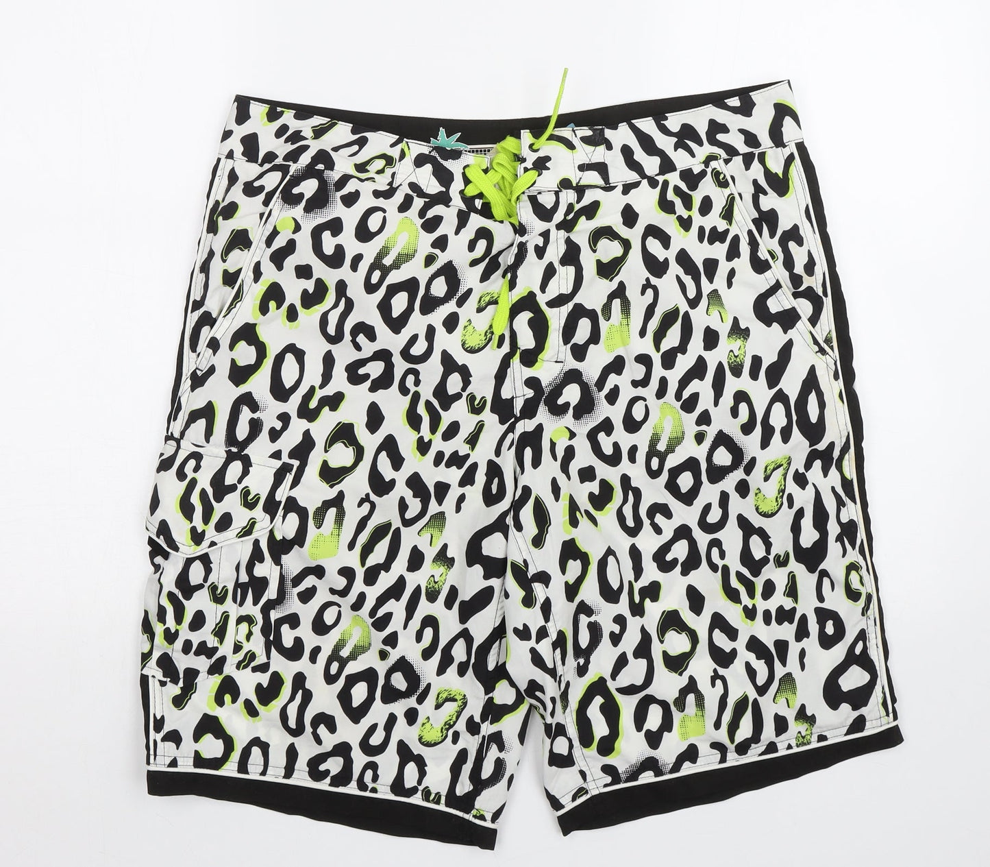 Topman Mens White Animal Print  Sweat Shorts Size M