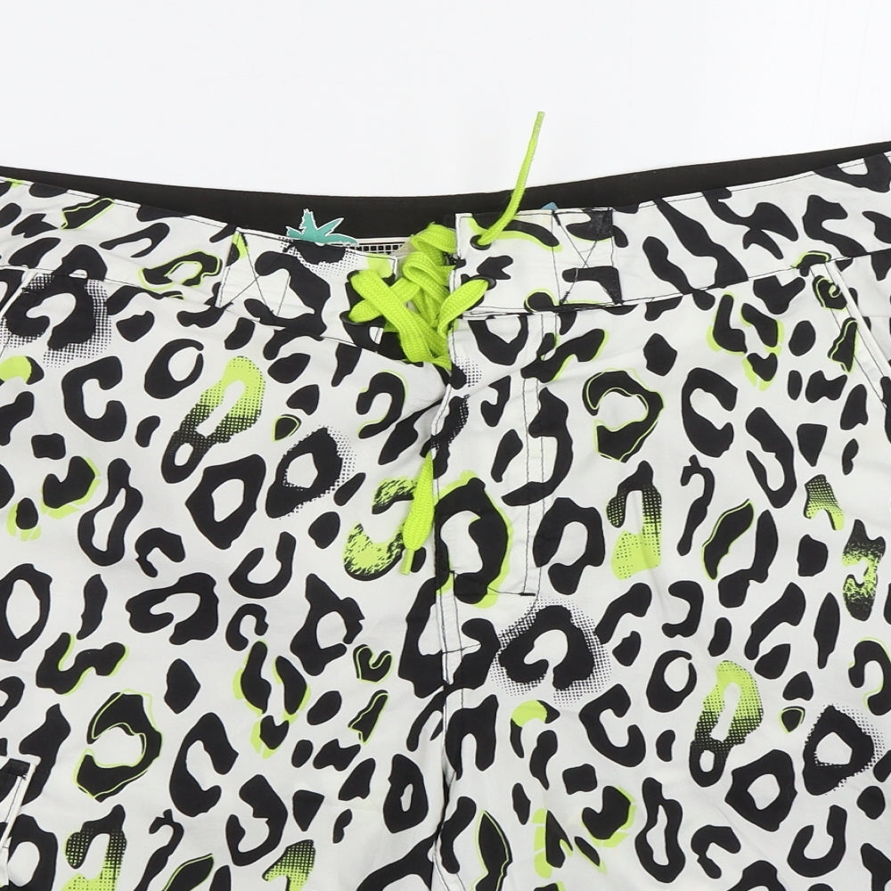 Topman Mens White Animal Print  Sweat Shorts Size M