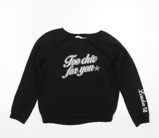 H&M Girls Black   Pullover Sweatshirt Size 10-11 Years