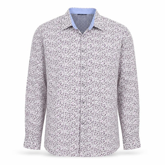 BHS Mens White Floral   Button-Up Size L