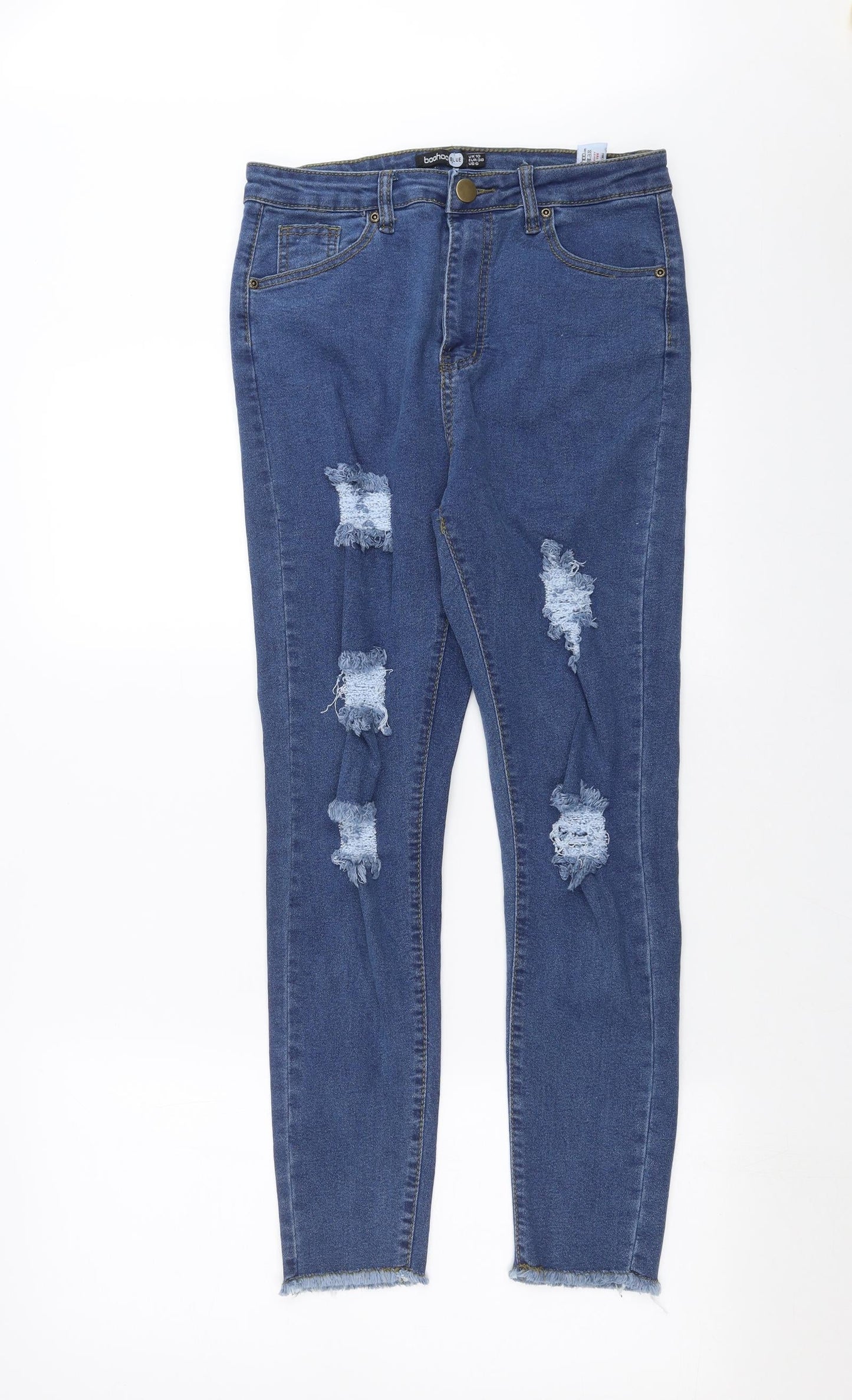 Boohoo Womens Blue  Denim Skinny Jeans Size 10 L26 in