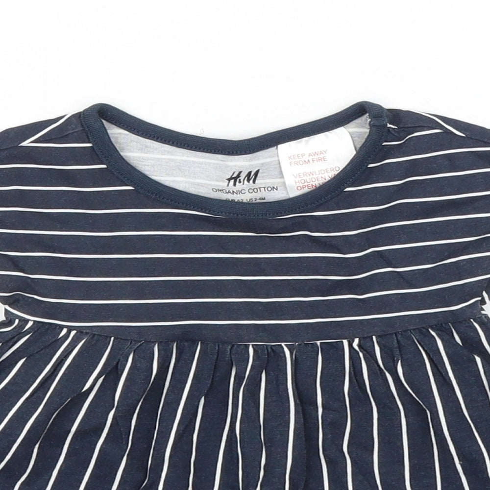 H&M Girls Blue Striped  A-Line  Size 0-3 Months