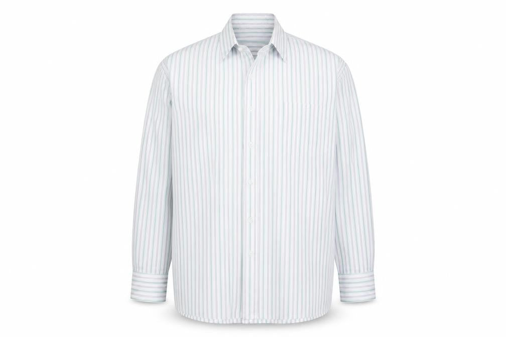 Giorgio Fellini Mens Green Striped   Button-Up Size 17