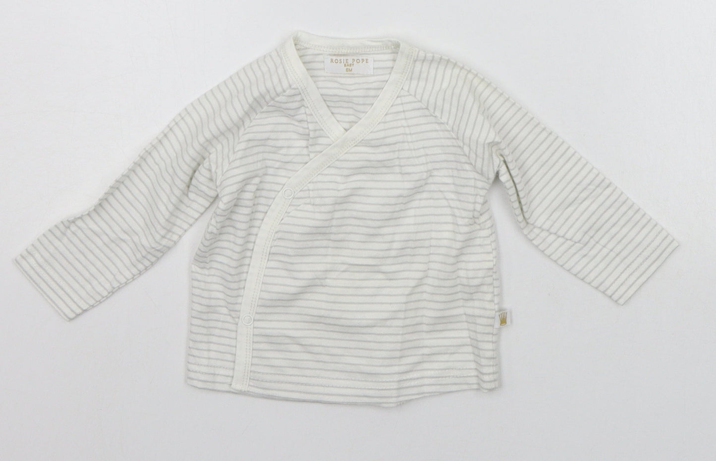 Rosie Pope Baby Beige Striped  Basic T-Shirt Size 6-9 Months