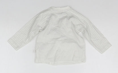 Back view of Rosie Pope Baby Beige Striped Basic T-Shirt, size 6-9, Months