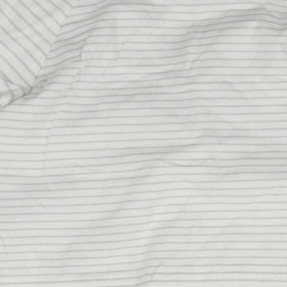 Brand and care label for Rosie Pope Baby Beige Striped Basic T-Shirt, size 6-9, Months