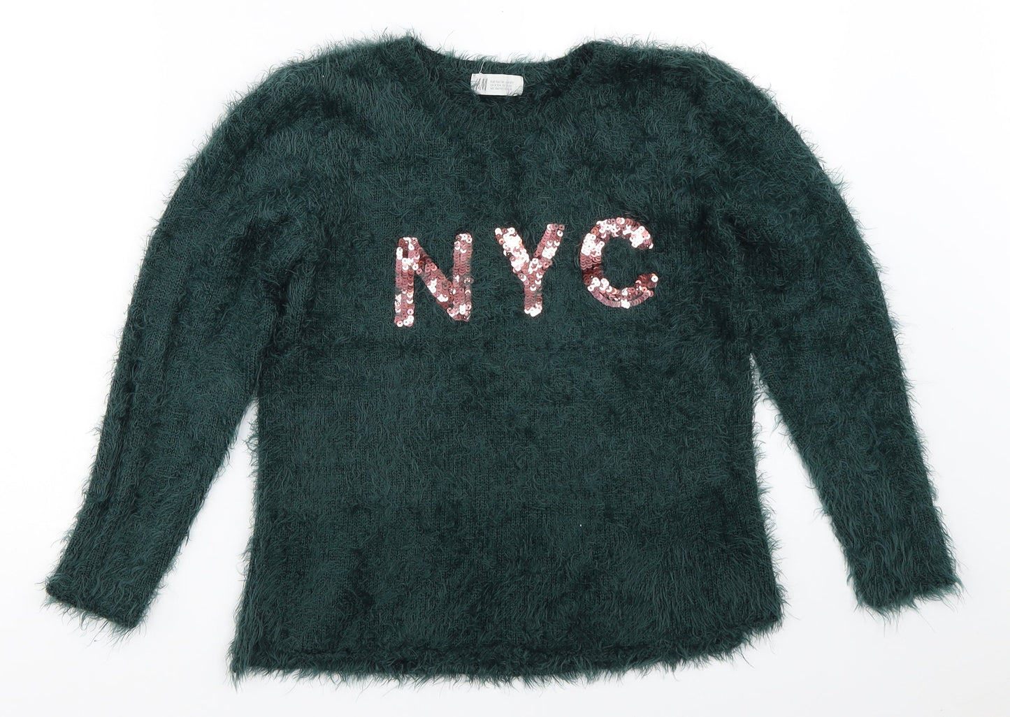 H&M Girls Green   Pullover Jumper Size 9-10 Years