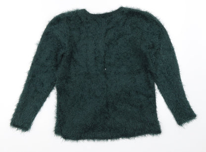 Preloved H&M Girls Green   Pullover Jumper Size 9-10 Years - Back