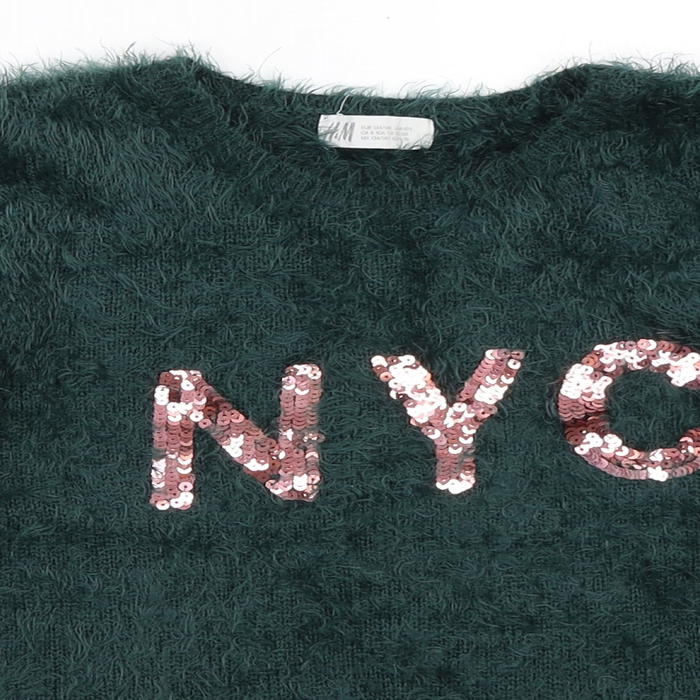 H&M Girls Green   Pullover Jumper Size 9-10 Years