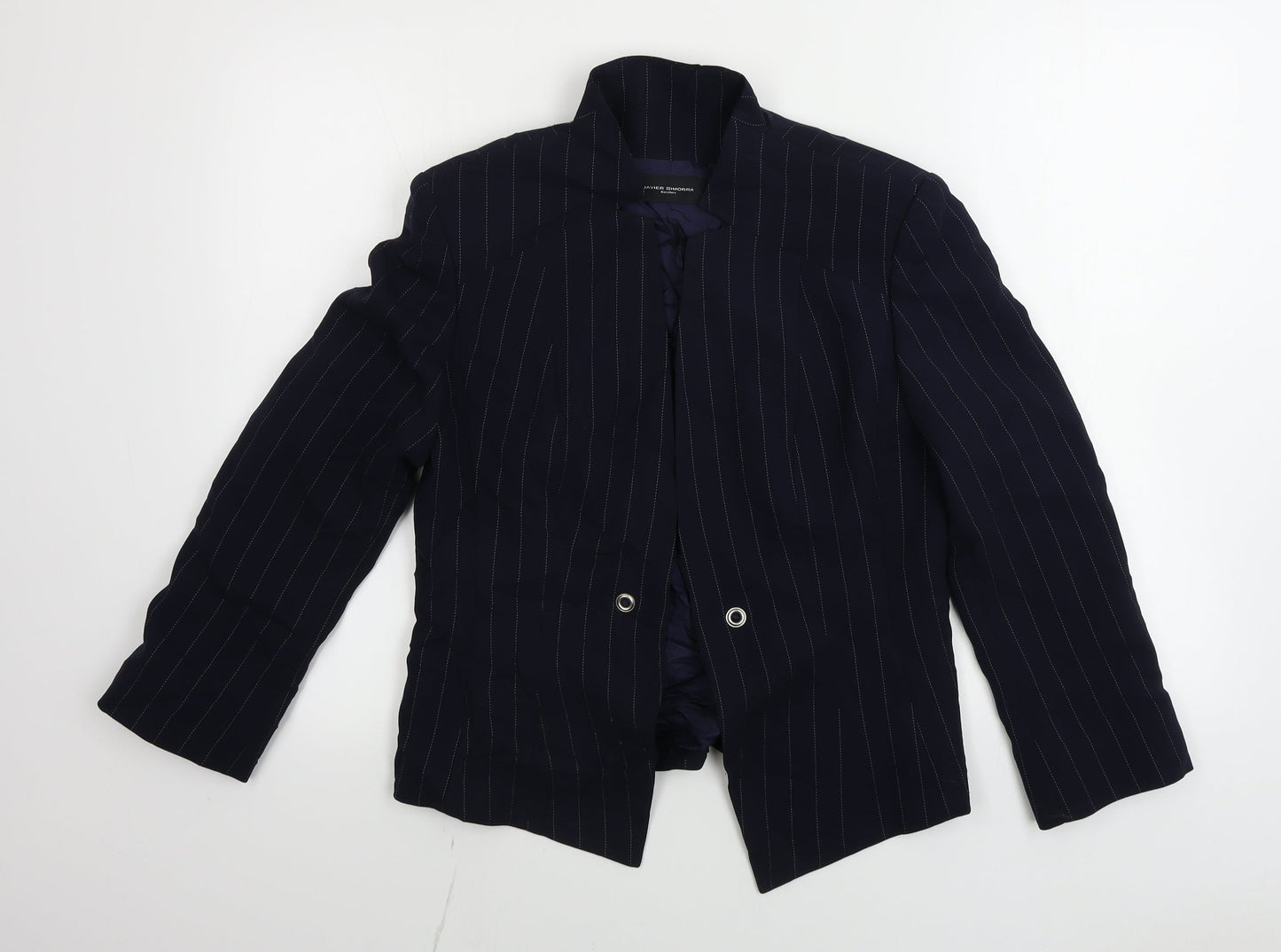 Javier Simorra  Womens Blue Striped  Jacket Blazer Size 10