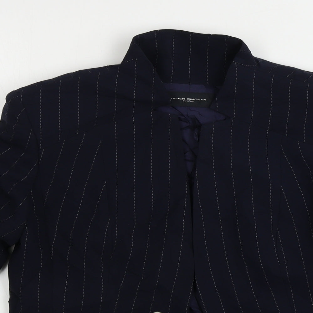 Javier Simorra  Womens Blue Striped  Jacket Blazer Size 10