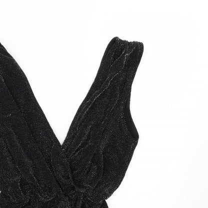 Close-up detail of Atmosphere women’s black basic blouse, size UK 8