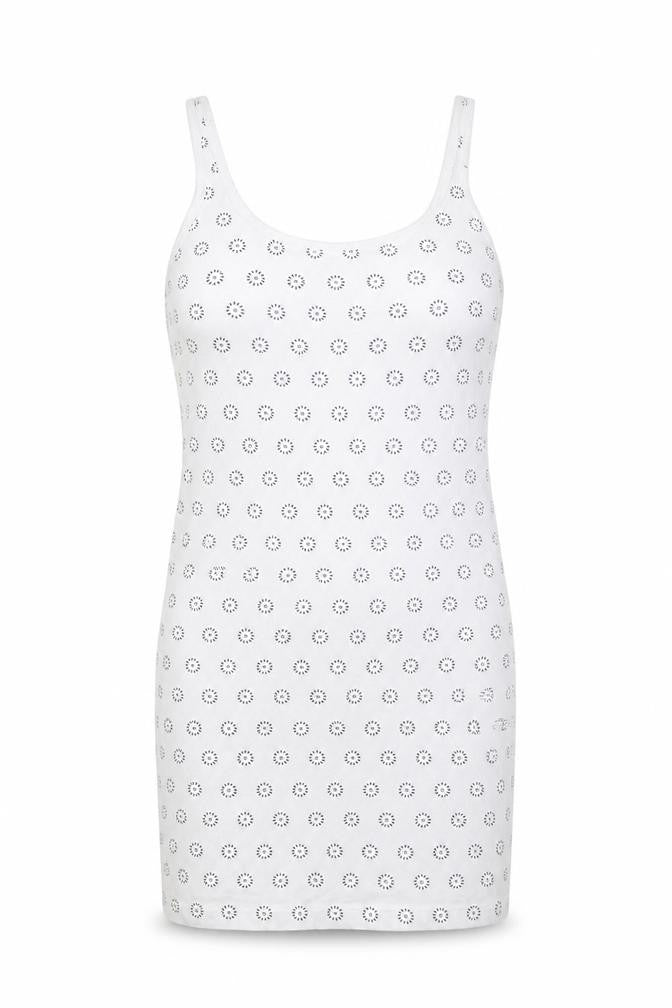 Atmosphere Womens White Geometric  Basic T-Shirt Size 6