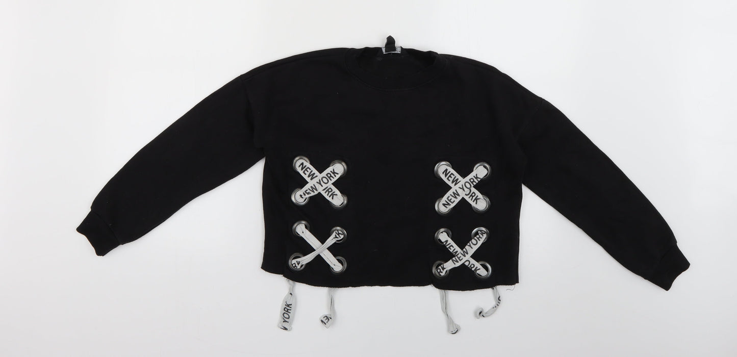 New Look Girls Black Geometric  Pullover Jumper Size 10-11 Years