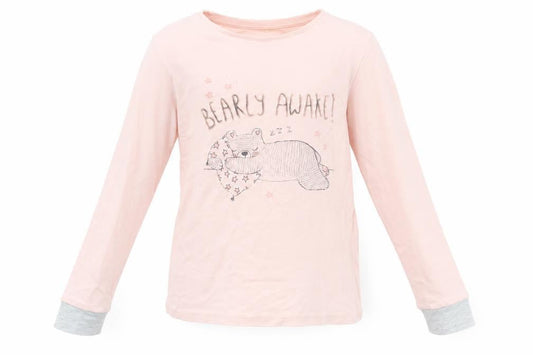 Front view of George girls’ pink geometric basic t-shirt, size 9-10, years