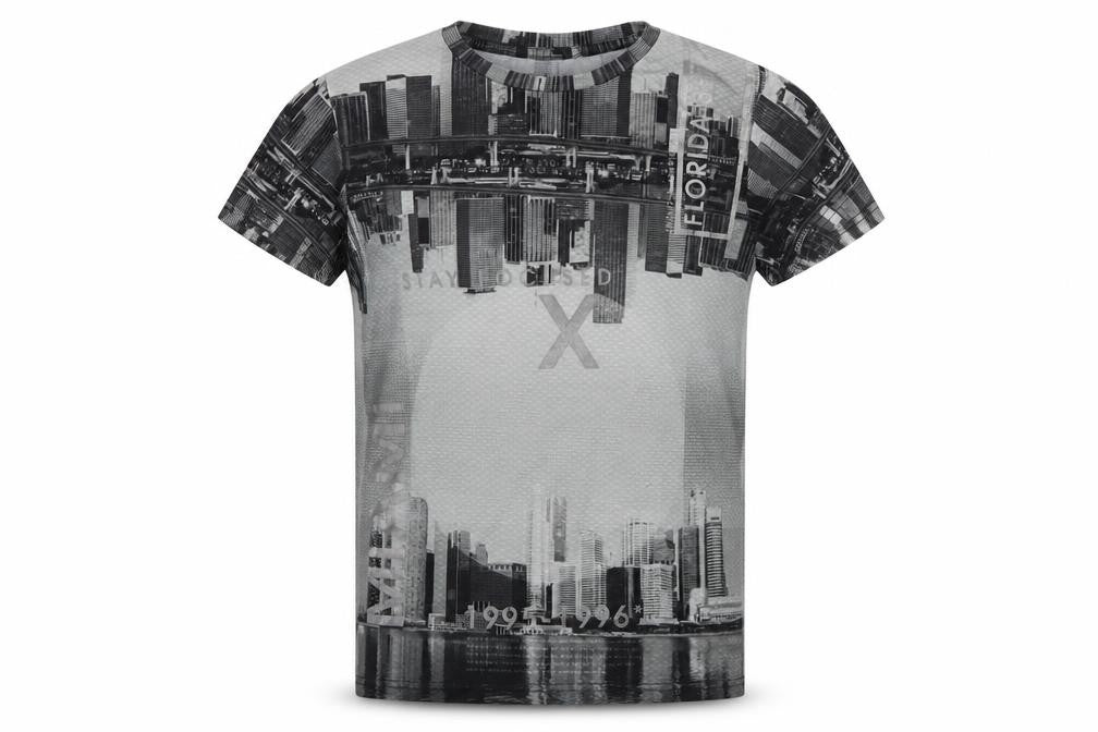 Rebel Boys Grey Geometric  Basic T-Shirt Size 10-11 Years