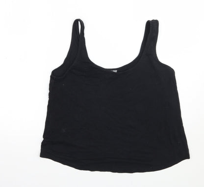 Additional front view of ASOS women’s black basic tank, size UK 10