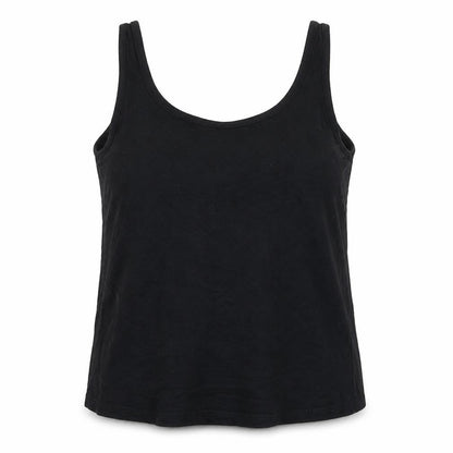 Front view of ASOS women’s black basic tank, size UK 10