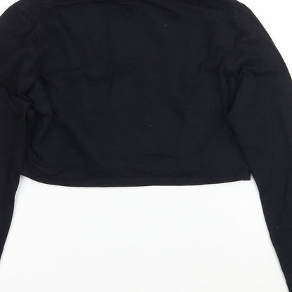 Brand and care label for Missguided women’s black cropped t-shirt, size M