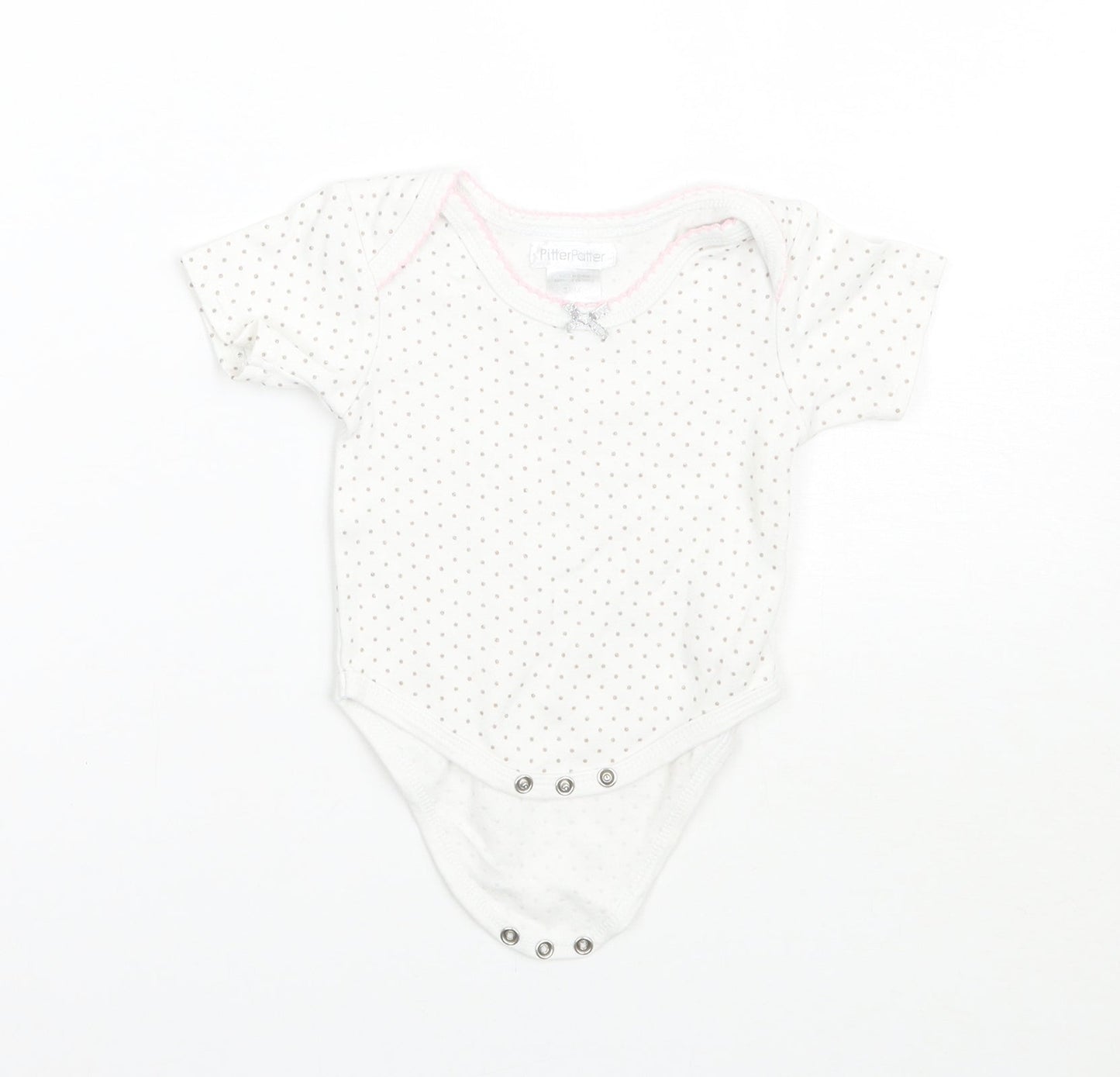 Pitter Patter Girls White Polka Dot  Babygrow One-Piece Size 3-6 Months