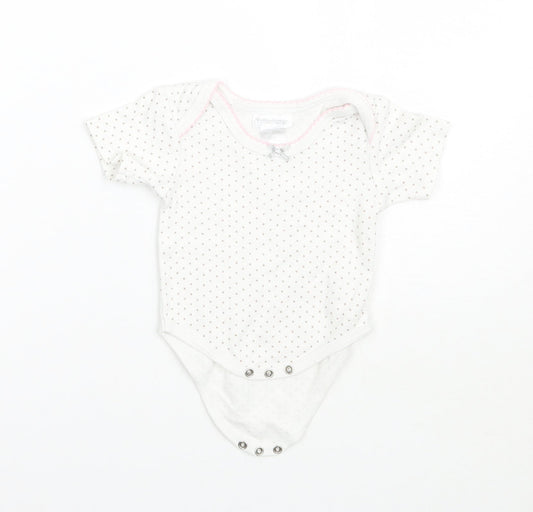 Pitter Patter Girls White Polka Dot  Babygrow One-Piece Size 3-6 Months