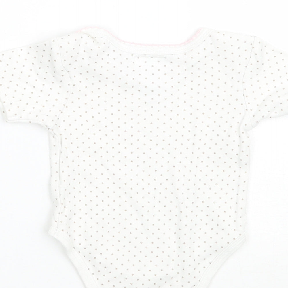Pitter Patter Girls White Polka Dot  Babygrow One-Piece Size 3-6 Months