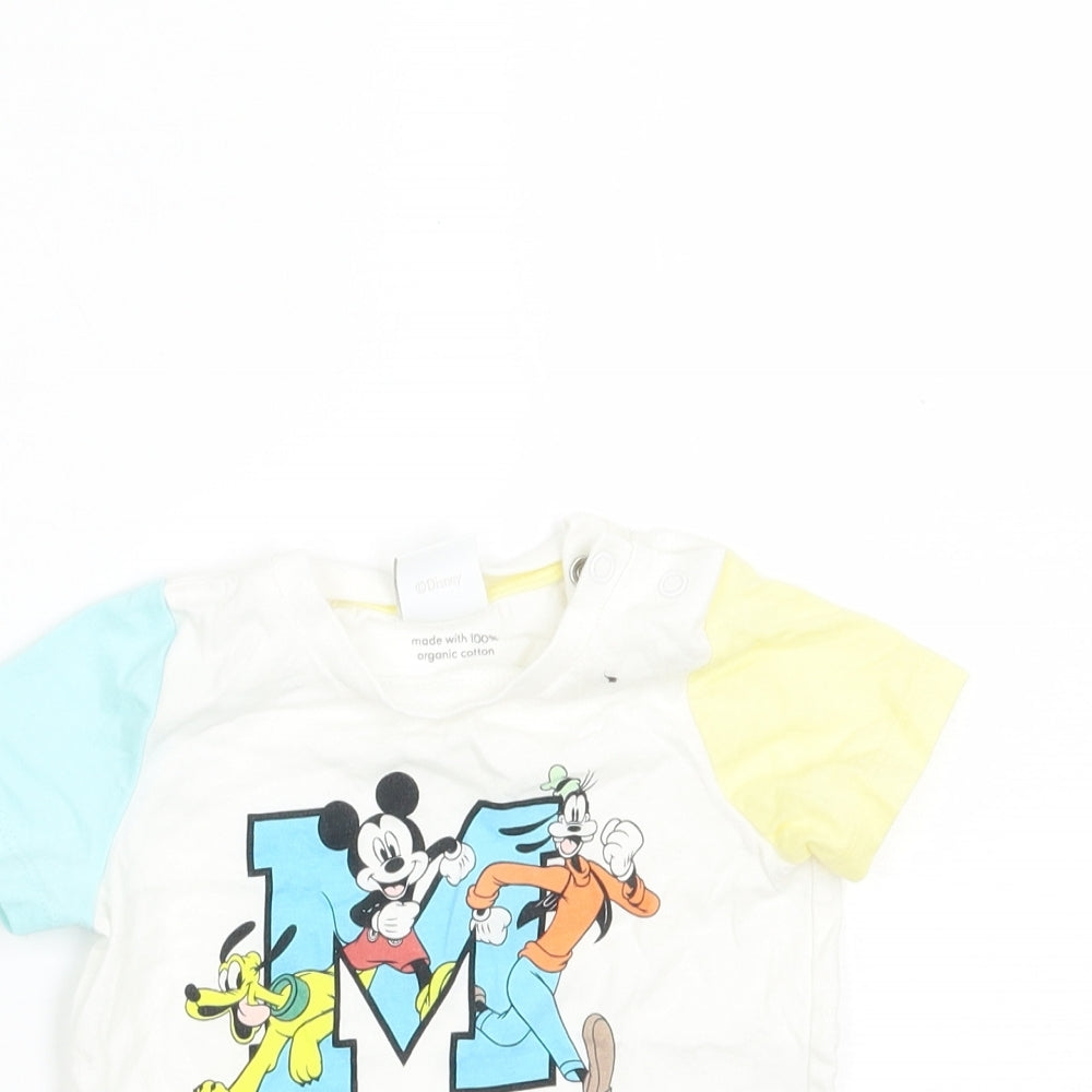 Disney Baby White   Basic T-Shirt Size 6-9 Months  - Mickey and Friends