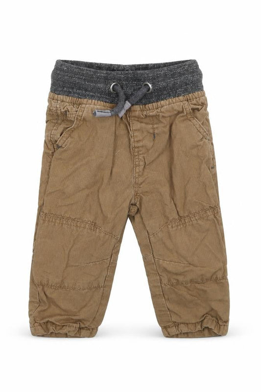 Front view of Matalan boys’ brown cargo trousers, size 3-6, months