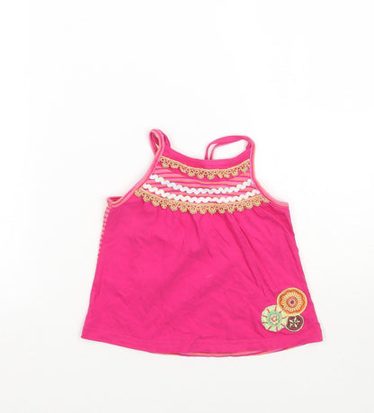 Additional front view of Matalan girls’ pink floral basic tank, size 9-12, months