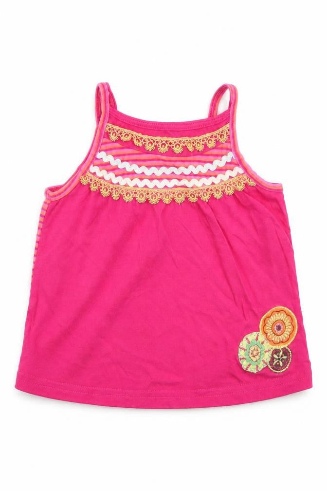 Matalan Girls Pink Floral  Basic Tank Size 9-12 Months
