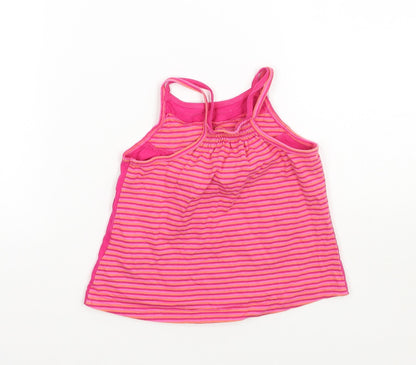 Back view of Matalan girls’ pink floral basic tank, size 9-12, months