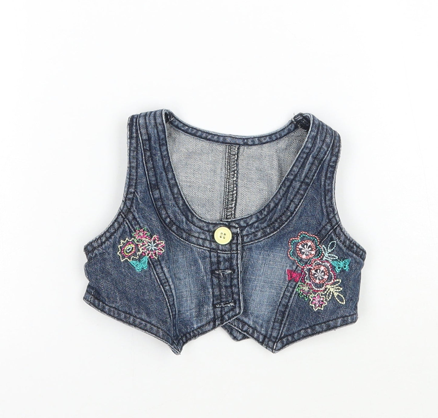 Matalan Girls Blue Floral  Jacket Waistcoat Size 9-12 Months