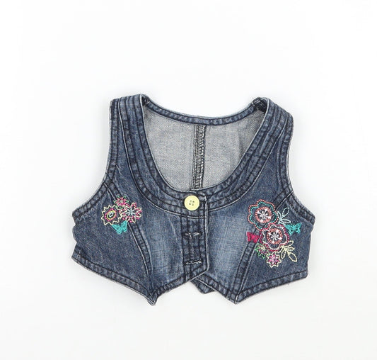 Matalan Girls Blue Floral  Jacket Waistcoat Size 9-12 Months