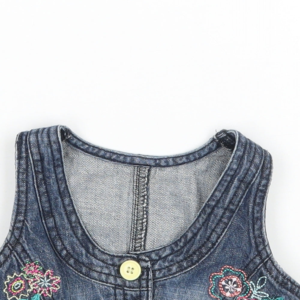 Matalan Girls Blue Floral  Jacket Waistcoat Size 9-12 Months