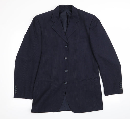 Nickleby Mens Blue Striped  Jacket Suit Jacket Size 38