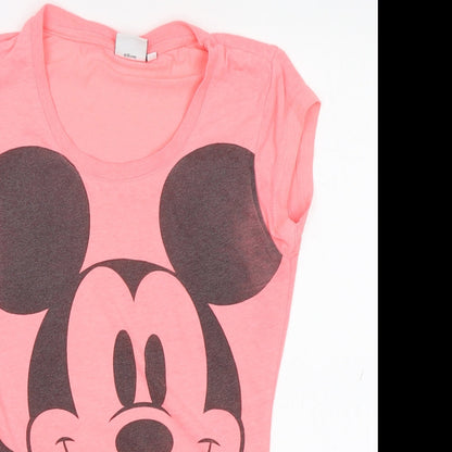 Preloved Disney Womens Pink   Basic T-Shirt Size 6  - Mickey - Detail