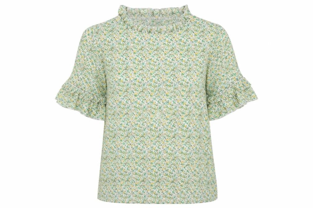 SheIn Womens Green Floral  Basic Blouse Size S