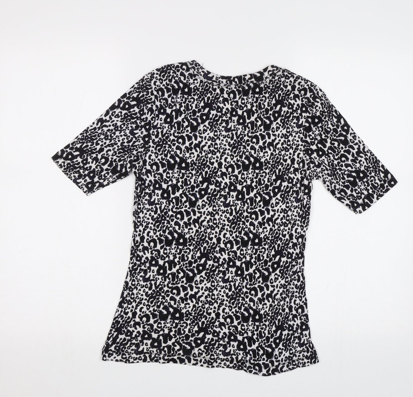TU Womens Black Animal Print  Basic T-Shirt Size 10