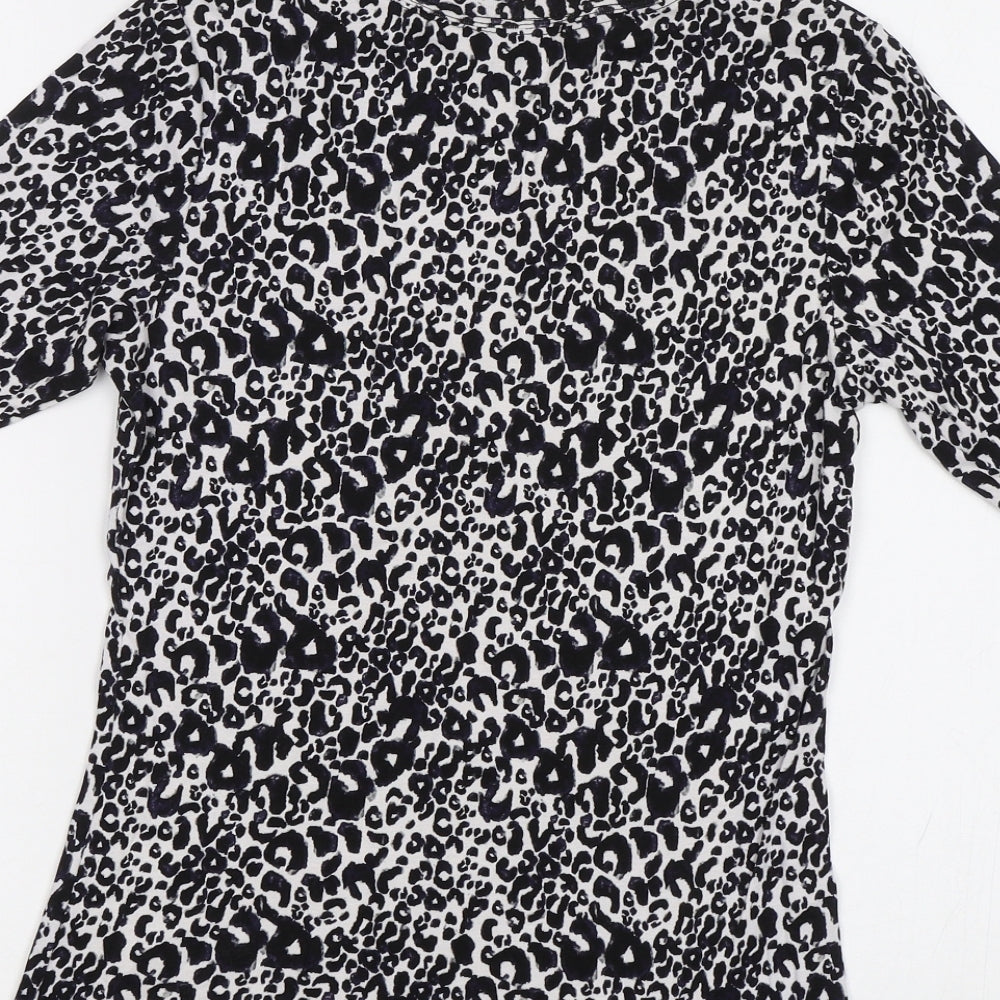 TU Womens Black Animal Print  Basic T-Shirt Size 10