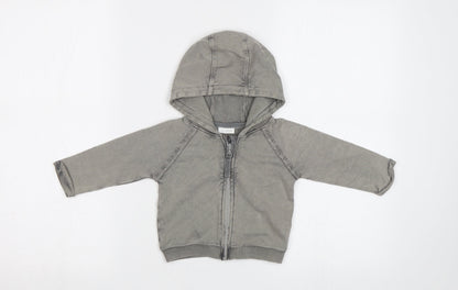 Additional front view of Next Baby Grey Full Zip Jumper, size 6-9, Months