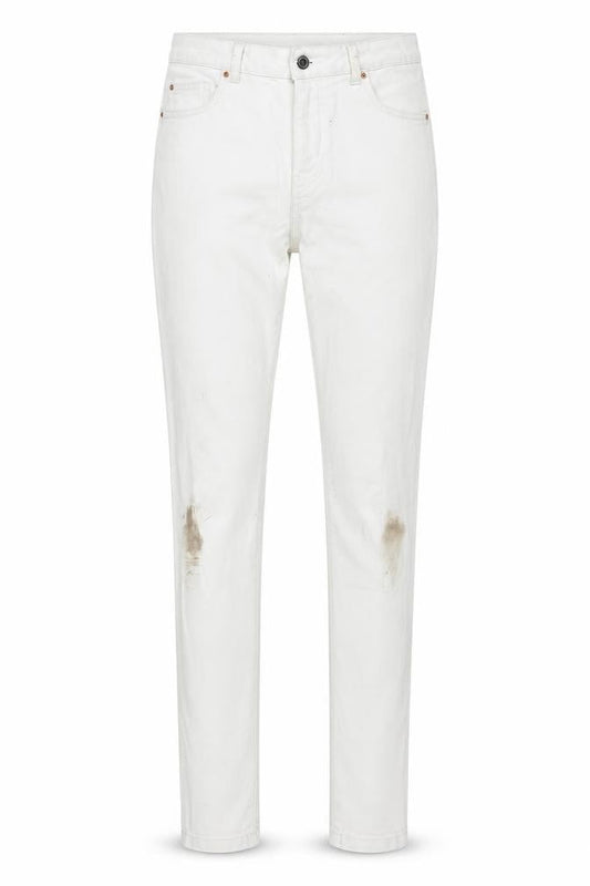 Front view of Denim & Co. women’s white denim skinny jeans, size UK 12, 28-inch leg