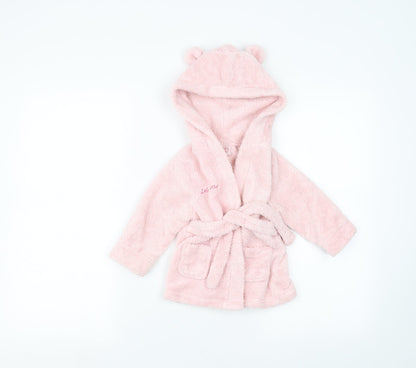 Additional front view of studio baby Baby Pink Solid Babydoll Robe, size 6-9, Months