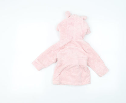 Back view of studio baby Baby Pink Solid Babydoll Robe, size 6-9, Months