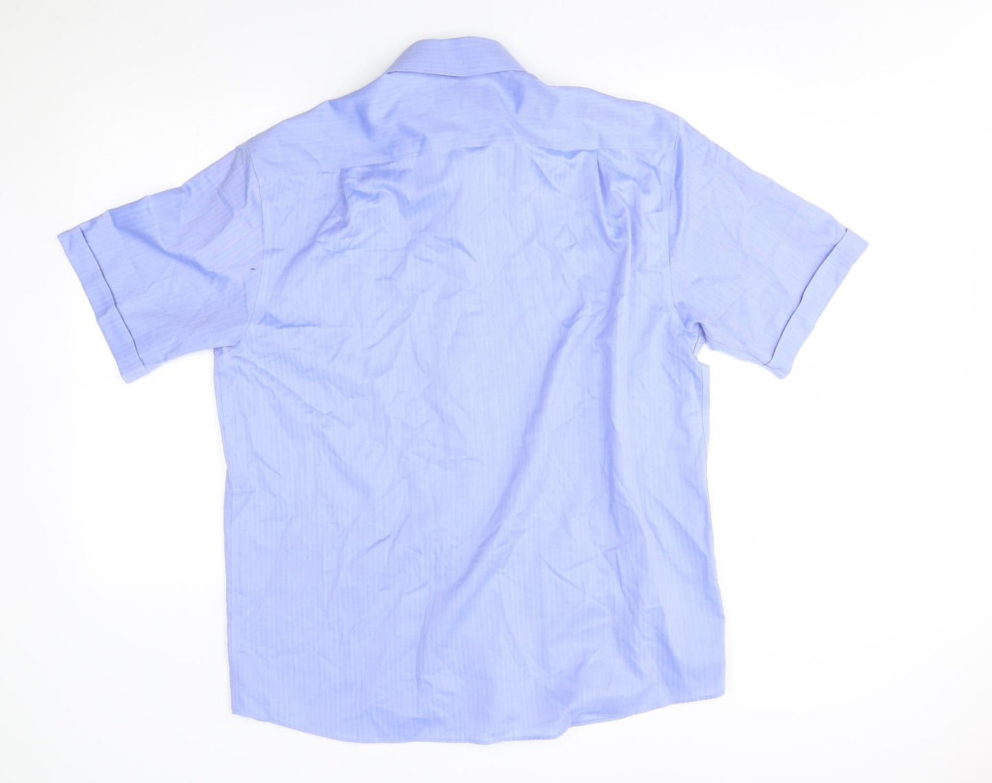 M&S Mens Blue Striped   Button-Up Size 42  - non iron