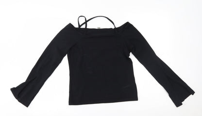 Additional front view of ASOS women’s black basic blouse, size UK 10