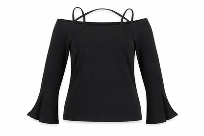 Front view of ASOS women’s black basic blouse, size UK 10