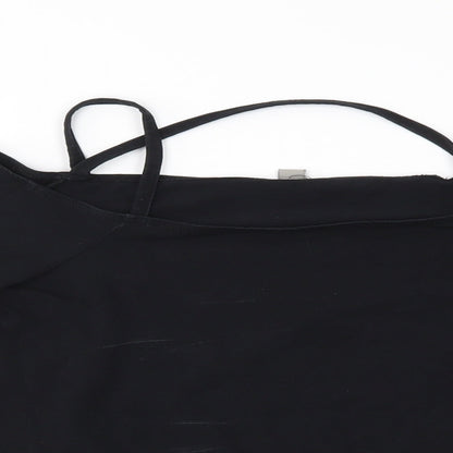 Close-up detail of ASOS women’s black basic blouse, size UK 10