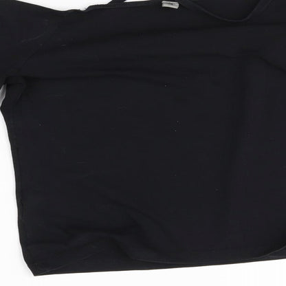Brand and care label for ASOS women’s black basic blouse, size UK 10