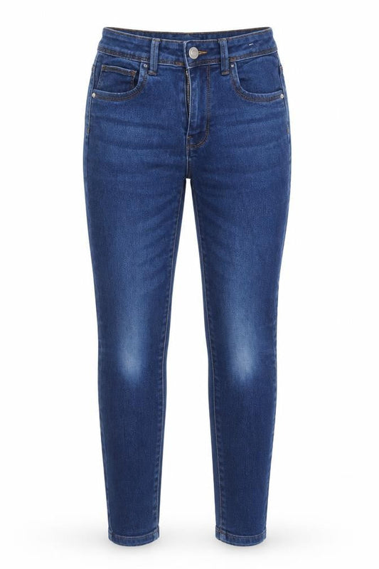 Front view of denim co women’s blue skinny jeans, size UK 8, 27-inch leg